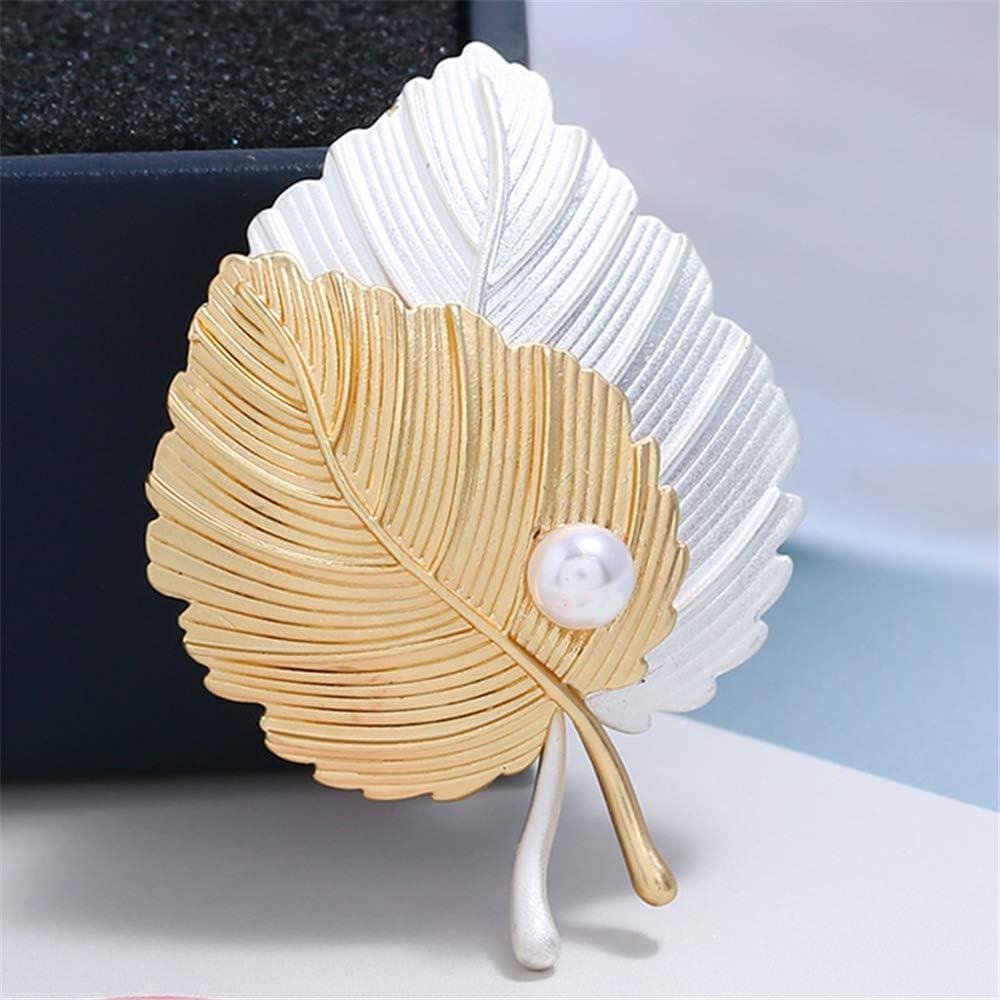 imageVintage Leaf Brooch Lapel Pin for Women Girls Men Alloy Fashion Retro Pearl Brooches Pins Two Tone Leaves Boutonniere Corsage Stick Pins for Hat Bag Suit Scarf Tie Dress Accessories Jewelry Gifts