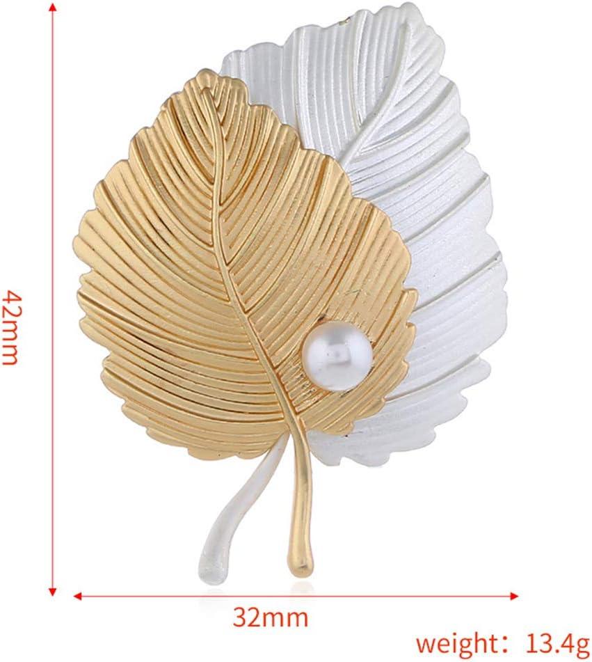 imageVintage Leaf Brooch Lapel Pin for Women Girls Men Alloy Fashion Retro Pearl Brooches Pins Two Tone Leaves Boutonniere Corsage Stick Pins for Hat Bag Suit Scarf Tie Dress Accessories Jewelry Gifts