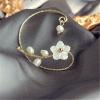 image1 PC Vintage Shell Pearl Flower Wrap Crawler Climber Non Piercing Earring for Women Girls Gold Plated Hypoallergenic Twisted Cuff Cartilage Vine Dainty Boho Handmade Birthday Wedding Jewelry for Right Ear