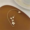 image1 PC Vintage Shell Pearl Flower Wrap Crawler Climber Non Piercing Earring for Women Girls Gold Plated Hypoallergenic Twisted Cuff Cartilage Vine Dainty Boho Handmade Birthday Wedding Jewelry for Right Ear