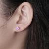 image18g Titanium Heart Love Earrings for Women Girls Stainless Steel Hypoallergenic Cute Tiny Sequins Stud Cartilage Tragus Screw Back Post Piercing Sensitive EarPurple