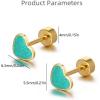 image18g Titanium Heart Love Earrings for Women Girls Stainless Steel Hypoallergenic Cute Tiny Sequins Stud Cartilage Tragus Screw Back Post Piercing Sensitive EarGreen