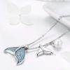 imageBlue Crystal Mermaid Tail Pearl Pendant Necklace for Women Teen Girls Sterling Silver Cute CZ Dainty Y Chain Delicate Jewelry Box