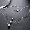 imageLayered Pearl Choker Necklace for Women Girls 925 Sterling Silver Tiny 3 Pearls Ball Bead Pendant Multilayer Long Tiered Box Chain Love Collar Necklace Dainty Jewelry 18quot