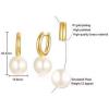 imageMinimalist Big Pearl Dangle Hoop Earrings for Women Round Tube Chunky Huggie Hoops Cuff Stud Clip 16mm Pearl Drop Earring Fashion Wedding Jewelry Birthday Valentines Day