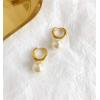 imageMinimalist Big Pearl Dangle Hoop Earrings for Women Round Tube Chunky Huggie Hoops Cuff Stud Clip 16mm Pearl Drop Earring Fashion Wedding Jewelry Birthday Valentines Day