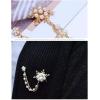 imagePearl Snowflake Flower Brooches for Women Girls Fashion Gold Tone Tassel Chain Drop Dangling Brooch Pin Breastpin Sweater Guard Clip Dainty Lapel Pins Dress Accessories Jewelry Birthday Christmas