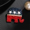 imageRhinestone Elephant USA Flag Brooch Pin for Women Men GoldTone Fashion Blue Red Star American Republican Party Medal Brooches Dress Accessories Independence Presidential Election Day