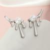 imageUnique Tapered Teardrop Earrings for Women Girls 925 Sterling Silver Post Pin Hypoallergenic Imitation Pearl Studs Climber Crawler Cuff Earring Dainty Valentine Birthday Wedding Jewelry Gifts