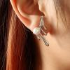imageUnique Tapered Teardrop Earrings for Women Girls 925 Sterling Silver Post Pin Hypoallergenic Imitation Pearl Studs Climber Crawler Cuff Earring Dainty Valentine Birthday Wedding Jewelry Gifts