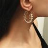 imageVintage Pearl Filigree Hoop Earrings for Women Imitation Cubic Zirconia Gold Dangle Statement Drop Huggie Big Hoops Hypoallergenic Bohemian Jewelry Dainty Party Wedding