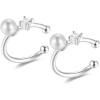 imageCute CZ Shell Pearl Cuff Clip on Earrings for Women S925 Sterling Silver Huggie Small Hoop Cartilage Bead Wrap NonPierced Ear Dainty Hypoallergenic Lovely Jewelry Gifts for Daughter Niece