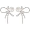 imageDainty Crystal Pearl Earrings 925 Sterling Silver CZ Twisted Studs Earring for Women Hypoallergenic Imitation 5mm Pearls Diamond Love Knot Cartilage Tragus Post Hypoallergenic Piercing Jewelry