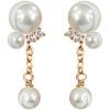 imageDainty Pearl Balls Chain Dangle Stud Earrings for Women Girls S925 Sterling Silver 14K Gold Plated Cubic Zirconia Imitation Pearls Tassel Drop Hypoallergenic Cute Jewelry Gifts for Mom Sister Aunt