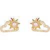imageDainty Pearl Sun Cloudy Earrings 925 Sterling Silver CZ Small Stud Earring for Women Girls Cubic Zirconia Hypoallergenic Imitation Pearls Cute Cartilage Studs Tragus Post Delicate Clear Weather