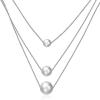 imageLayered Pearl Choker Necklace for Women Girls 925 Sterling Silver Tiny 3 Pearls Ball Bead Pendant Multilayer Long Tiered Box Chain Love Collar Necklace Dainty Jewelry 18quot