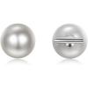 imageMini Bar Pearl Ball Stud Earrings for Women 925 Sterling Silver Dainty Tiny Small White Imitation 9mm Pearls Double Sided Front Back Cuff Cartilage Jacket Hypoallergenic Piercing Jewelry