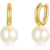 imageMinimalist Big Pearl Dangle Hoop Earrings for Women Round Tube Chunky Huggie Hoops Cuff Stud Clip 16mm Pearl Drop Earring Fashion Wedding Jewelry Birthday Valentines Day