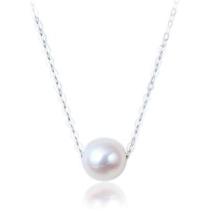 imageSingle Pearl Pendant Choker Necklace for Women Girls S925 Sterling Silver Big Tiny Imitation 1 Pearl Strand Pendant Necklace Love Beaded Box Link Curb Chain 18quot Jewelry Set8mm Pearl Silver