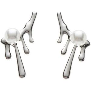 imageUnique Tapered Teardrop Earrings for Women Girls 925 Sterling Silver Post Pin Hypoallergenic Imitation Pearl Studs Climber Crawler Cuff Earring Dainty Valentine Birthday Wedding Jewelry Gifts