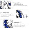 imageCute Cat Moon Star Sterling Silver Stud Earrings for Women Blue Cubic Zirconia Hypoallergenic Huggie Sleeper Round Cartilage Tragus Post Christmas Holiday Gift for Daughter Niece