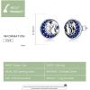 imageCute Cat Moon Star Sterling Silver Stud Earrings for Women Blue Cubic Zirconia Hypoallergenic Huggie Sleeper Round Cartilage Tragus Post Christmas Holiday Gift for Daughter Niece