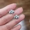 imageVintage Sterling Silver Bee Earrings for Women Hypoallergenic Small Cute Textured Animal Honeybee Studs Cartilage Tragus Post Oxidized Retro Jewelry Gifts