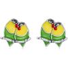 imageCute Couple Bird Stud Earrings for Women Girls 925 Sterling Silver Tiny Small Animal Pet Enamel Yellow Green Feather Hummingbirds Branch Cartilage Tragus Post Nickel Free Piercing Ear Jewelry Dainty Gifts