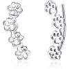 imagePaw Ear Cuff Wrap Crawler Climber Earrings for Women Teen Girls Sterling Silver Studs Clip On Cute Dog Cat Pin Hypoallergenic JewelrySilvery