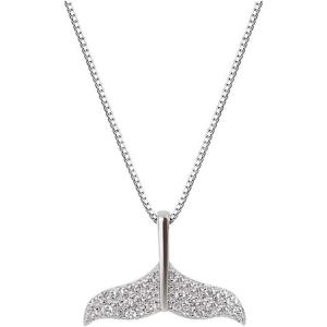 imageDtja Crystal Mermaid Tail Sterling Silver Necklace for Women Delicate CZ Fish Dolphin Whale Tail Pendant Choker Necklaces 18quot Box Chain Fashion Jewelry Birthday Christmas for Best Friends Mom