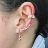 imageCZ Safety Pin Cartilage Sterling Silver Hoop Earrings for Women Girls Dainty Cubic Zirconia Dangle Drop Hypoallergenic Stud Post Crystal Huggie Fashion Hoops Jewelry 20mm Gold Tone