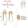 imageCZ Safety Pin Cartilage Sterling Silver Hoop Earrings for Women Girls Dainty Cubic Zirconia Dangle Drop Hypoallergenic Stud Post Crystal Huggie Fashion Hoops Jewelry 20mm Gold Tone
