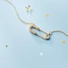 imageCrystal Paperclip Safety Pin Pendant Choker Necklace for Women 925 Sterling Silver Gold Tone Dainty CZ Diamond Clip Drop Adjustable Chain Personalized Jewelry Fashion Box BFF