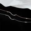 imageDtja Crystal Ocean Wave Necklace for Women 925 Silver Plated Minimalist Curved Line Pendant Choker Chain Adjustable 18quot Sea Beach Summer Wedding Birthday Jewelry for Surfer Lover