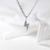 imageDtja Tiny Lightning Bolt Crystal Necklace for Women S925 Sterling Silver Minimalist Personalized Little Small Pendant Choker Necklaces Link Chain 18 inches Delicate Fashion Gifts
