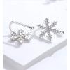 imageHuggie CZ Snowflake Cuff Wrap Cartilage Earrings for Women S925 Sterling Silver Charm Austrian Crystal Clear Diamond Hoop Clip on Non Piercing Winter Jewelry Fashion Wedding Christmas