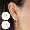 imageMini Safety Pin Dangle Small Sleeper Hoop Earrings for Women Girls S925 Sterling Silver with Charms Cubic Zirconia Cute Pendant Drop Huggie Hoops Cartilage Hypoallergenic Danity Jewelry Gold Plated