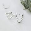 imageMinimalist Love Bead Cuff Open Hoop Clip on Earrings for Women 925 Sterling Silver SilverToned Small Heart Cute Cartilage Climber for Non Upper Ear Huggie Gifts
