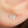 imageTiny Double Piercing Earrings for Women S925 Sterling Silver Minimalist Bar Threader Stud Safety Pin 2 Hole Earlobe Hook Fashion Hypoallergenic Geometric Lightweight Jewelry