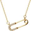 imageCrystal Paperclip Safety Pin Pendant Choker Necklace for Women 925 Sterling Silver Gold Tone Dainty CZ Diamond Clip Drop Adjustable Chain Personalized Jewelry Fashion Box BFF