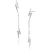 imageDouble Lightning Bolt Tassel Drop Dangle Mini Crystal Stud Earrings for Women Girls 925 Sterling Silver Tiny Piercing Ear Studs Cartilage Tragus Chain Nickel Free Fashion Punk Jewelry