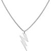 imageDtja Punk Lightning Bolt Pendant Necklace for Women Men Stainless Steel Long Box Chain Fashion Hip Hop Unisex Jewelry BFF 23 Inches