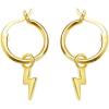 imageSmall Lightning Bolt Cartilage Hoop Earrings for Women Men Sterling Silver Gold Plated with Charms Dipped Huggie Personalized Drop Clip Hypoallergenic Stud Delicate Fashion Jewelry Chic Gifts