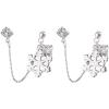 imageSnowflake Double Piercing Tassel Chain Drop Dangle Crystal Ball Bead Stud Earrings for Women S925 Sterling Silver CZ 2 Hole Tragus Post Pin Jewerly Cute Dainty Christmas Winter Party