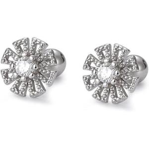 image20g Cute CZ Flower Sterling Silver Earrings for Women Girls Crystal Snowflake Daisy Sunflower Stud Tiny Small Ball Cartilage Screw Back Post Hypoallergenic Pierced Ear Jewelry Dainty Gifts