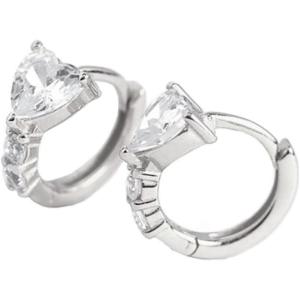 imageDainty CZ Love Heart Cartilage Tiny Hoop Earrings for Women Girls Sterling Silver Hypoallergenic Huggie Hoops Cute Birthday Christmas Valentine Jewelry