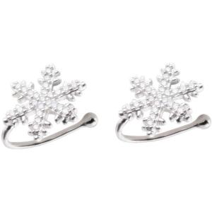 imageHuggie CZ Snowflake Cuff Wrap Cartilage Earrings for Women S925 Sterling Silver Charm Austrian Crystal Clear Diamond Hoop Clip on Non Piercing Winter Jewelry Fashion Wedding Christmas