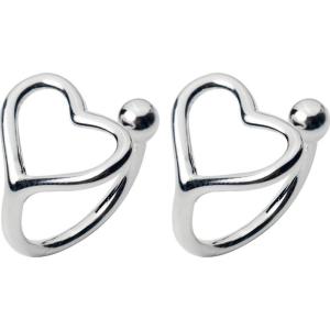 imageMinimalist Love Bead Cuff Open Hoop Clip on Earrings for Women 925 Sterling Silver SilverToned Small Heart Cute Cartilage Climber for Non Upper Ear Huggie Gifts