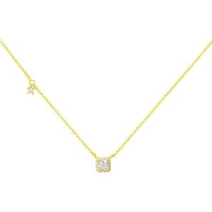 imageDtja Sterling Silver Square Crystal Choker Necklace for Women Girls Cushion Shape Cubic Zirconia Small Delicate Princess Cut Pendant Necklace Adjustable Chain 18quot Fashion Weddding Jewelry GiftYellow