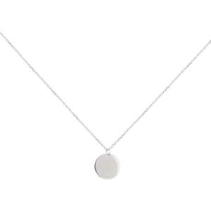 imageRound Gold Coin Pendant Necklace for Women Girls 925 Sterling Silver 18K Gold Plated Simple Small Full Moon Minimalist Geometric Disk Circle Chain Delicate Choker Jewelry BFF Fashion Gifts BoxSilvery